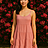 Asiatische Frau im rosa Sommerkleid vor pinker Bougainvillea – Fotorealistische Szene